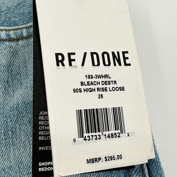 Re/Done 90s High Rise Loose Baggy Light Wash Jeans - Picture 6 of 8